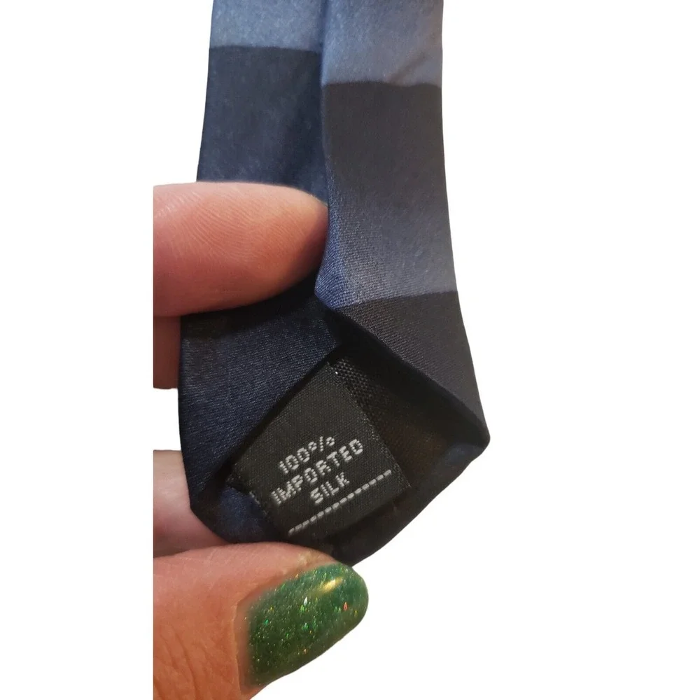 Essante 100% Silk Tie Geometric‎ Abstract Blue Yellow Necktie Made In USA